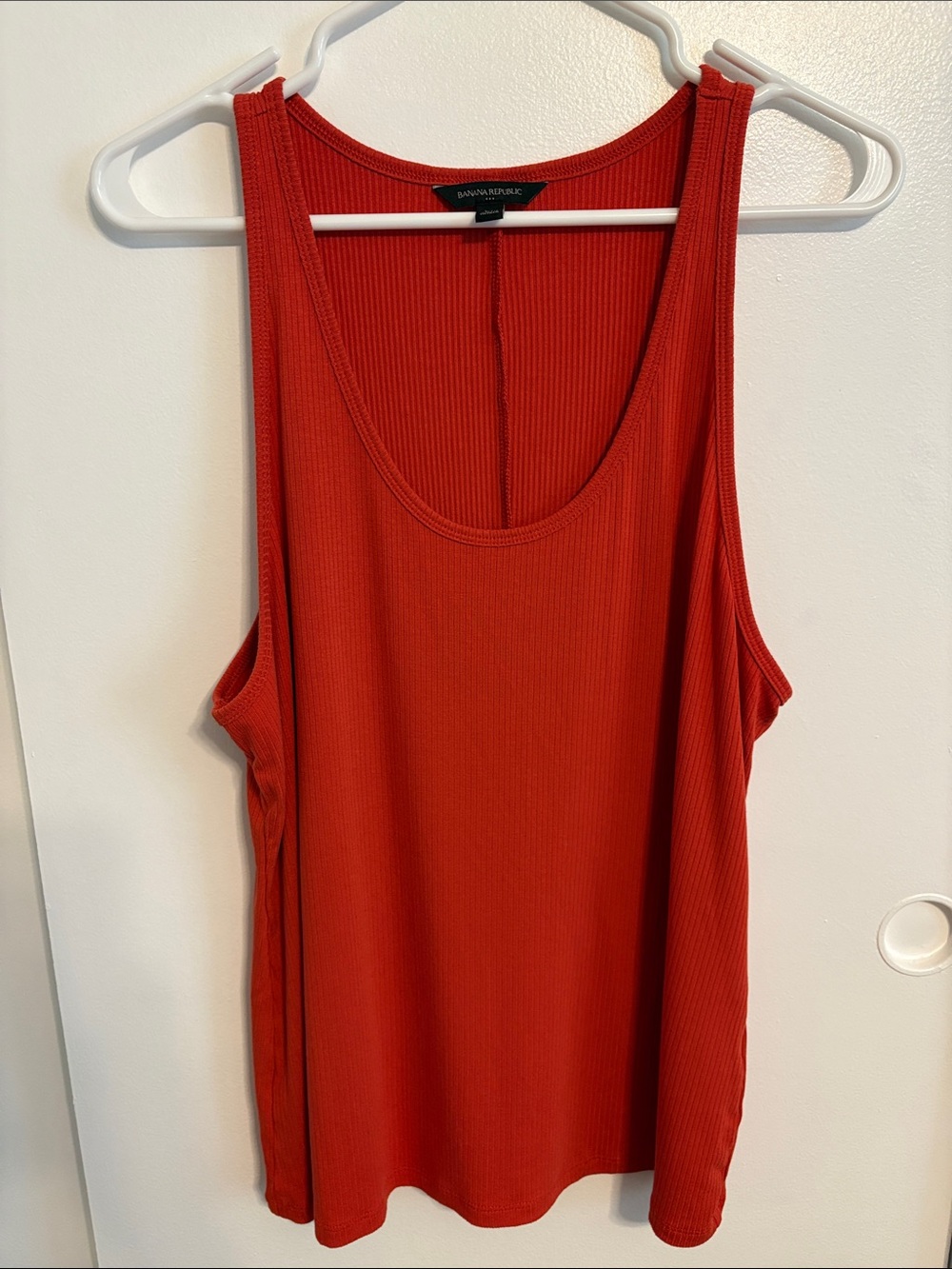 Banana Republic Bright Red Ribbed Scoop Tank